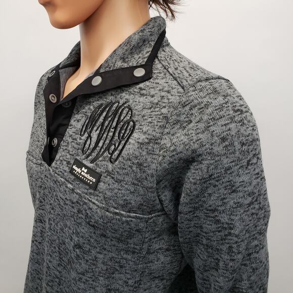 Simply Southern Sweater 1/4 Quarter Snap Button Knit Pullover Unisex M Gray - Picture 8 of 14